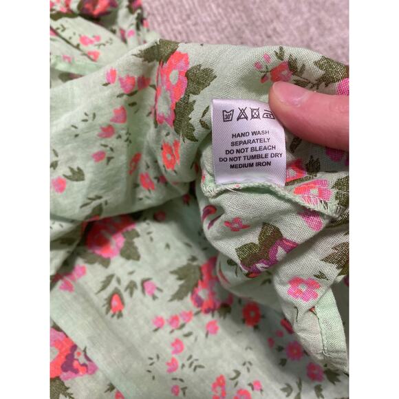 Oh My Stars blouse women’s S mint green floral embroidered peasant cottagecore - Picture 6 of 6